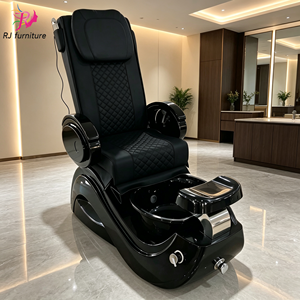 Fauteuil de pédicure spa noir de luxe, électrique, inclinable, avec massage et bassin pour les pieds, pour salon de beauté. - Product Image 6