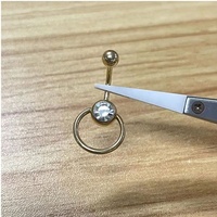 Vente en gros de piercing de nombril personnalisé pour mariage et enfant, en titane G23, avec zircon en forme de boule, sertissage double clos, zircon délicat