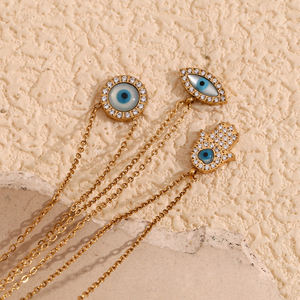 Collar con colgante de ojo de pupila chapado en oro de acero inoxidable elegante y cautivador para joyería de mujer - Product Image 1