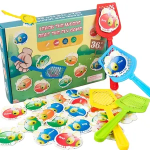 Jogo de cognição de palavras em inglês para crianças, cartão de memória, jogo para bater mosca, quebra-cabeça educacional infantil