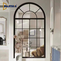 Ventana abatible de Marco Delgado arqueado Ventanas francesas de aluminio con aspecto de acero