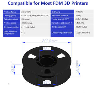 Filamento PETG de Fábrica 1.75mm 1kg (2.2lbs) Precisión Dimensional Probable +/- 0.02 mm Filamento para Impresora 3D - Product Image 3