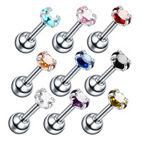 Clous d'oreilles ronds en Zircon de 4mm, petits clous d'oreilles percés en os d'oreille en Zirconium, bijoux de Piercing pour le corps en acier inoxydable