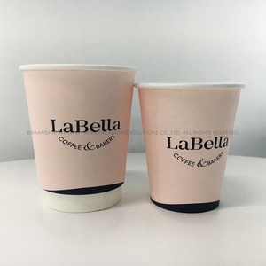 Gobelets à café en papier à double paroi jetables, écologiques, de qualité alimentaire, avec logo personnalisé LB <span class=keywords><strong>LaBella</strong></span>, rose clair - Product Image 5