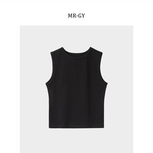 Débardeur court basique en coton tricoté pour femme, coupe ajustée, col rond, sans manches, couleur unie, <span class=keywords><strong>grande</strong></span> <span class=keywords><strong>taille</strong></span>, avec logo personnalisé - Product Image 5