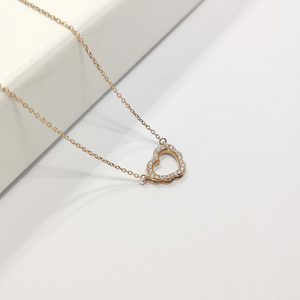 Collar con colgante <span class=keywords><strong>de</strong></span> corazón <span class=keywords><strong>de</strong></span> oro rosa macizo <span class=keywords><strong>de</strong></span> 18 quilates <span class=keywords><strong>de</strong></span> lujo con cadena <span class=keywords><strong>de</strong></span> eslabones <span class=keywords><strong>de</strong></span> diamante para <span class=keywords><strong>compromiso</strong></span>, boda, fiesta o regalo - Product Image 3