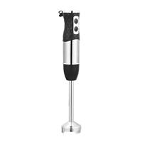Boîtier en acier inoxydable, commandes à boutons poussoirs, mixeur à main robuste, fonction de pilonnage, capacité de 600 ml, 2 réglages de vitesse, prise EU
