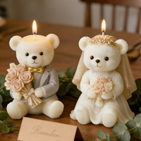 Neue Ideen Hochzeits-Teddybär Duftkerze Silikonform DIY Handgemachtes Kreatives Geschenk Gips-Ornament Schleifwerkzeug Kerzenform