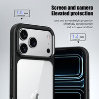 Coque de Téléphone Bumper Antichoc 2,0 mm Cristal Transparent avec Dos Rigide et TPU Souple pour iPhone 17 17 Pro Max 17 Pro 17 Air