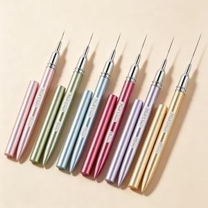 Juego de 6 pinceles delineadores de uñas, longitud de cerdas de 6-25 mm, bolígrafos con mango metálico para dibujar líneas, proveedor profesional de fábrica de pinceles para uñas - Product Image 3