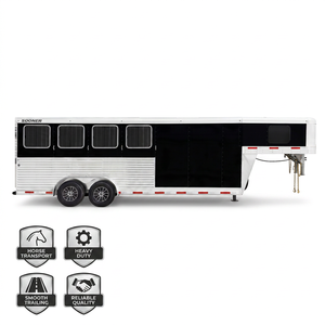 Remolque para Caballos de 13 pies, Remolque Todoterreno para Transporte de Ganado, Remolque de Doble Eje con Caja Metálica para Uso en Granjas y Carreteras - Product Image 1