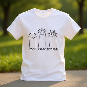 Camiseta Rock Paper Scissors blanca unisex promocional - Product Image 3