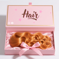 Boîte d'emballage personnalisée en carton magnétique de luxe pour extensions de cheveux, avec logo personnalisé