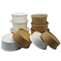 Bol à salade jetable en papier kraft à paroi simple avec couvercle en PET, écologique et biodégradable