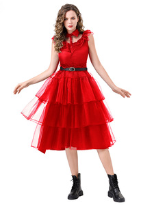 open lace back dress Wednesday Dark Gothic Prom Beautiful Wednesday Dress  MJcostume