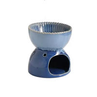 Décoration d'intérieur pour la maison Bougeoir en céramique de poisson bleu portable Brûleur d'huile essentielle d'aromathérapie Bougeoir Brûleur de cire fondue
