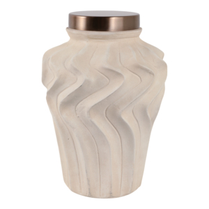 Vaso in Ceramica con Coperchio in Metallo Design Ondulato per Arredamento Casa - Product Image 1