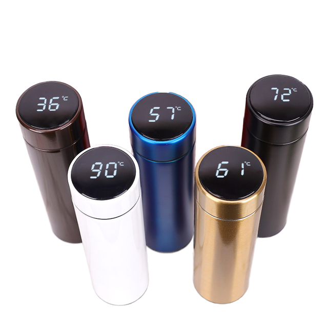 Wholesale Smart LED Temperature Display Metal Insulation Water Bottles Stainless Steel Intelligent Vacuum Flask