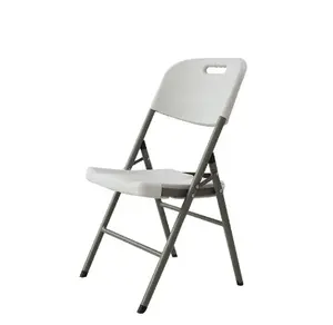White High-quality Blow Moulded Plastic Folding Chair