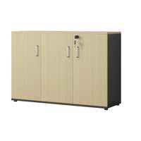 Meuble de classement commercial en bois massif au design moderne avec éléments transparents, modèle bas à poser au sol avec tiroirs