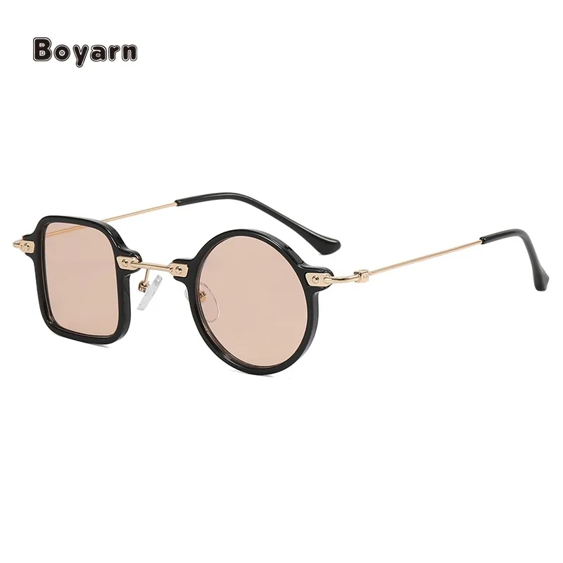 Boyarn Steampunk cuadrado redondo Anti-UV gafas de sol mujeres hombres lujo personalidad gafas de sol Punk Shades gafas señora gafas