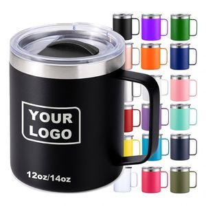 Logo Coffee <b>Mug</b> With Handle 12/14oz Stainless Steel Coffee Cup Double Wall Vacuum Insulated <b>Mug</b> Coffee Travel <b>Mug</b> Powder Coated - Product Image 1