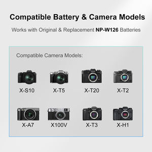 KingMa-Boîtier de chargement à double emplacement pour batterie NP-W126 compatible avec <span class=keywords><strong>Fujifilm</strong></span> X-S10 X-T5 X-T20 X-T2 X-A7 X100V X-T3 X-H1 - Product Image 6
