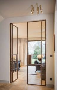 Telaio in ottone di lusso porte di casa casa <span class=keywords><strong>esterno</strong></span> interno porta oro Design doppio porta studio porta <span class=keywords><strong>con</strong></span> <span class=keywords><strong>vetro</strong></span> - Product Image 4