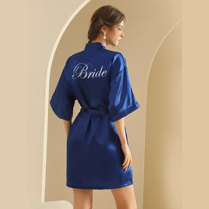 Robe de mariée, peignoir d'été, chemise de nuit pour femme, <span class=keywords><strong>ensemble</strong></span> de maquillage de mariage, <span class=keywords><strong>ensemble</strong></span> de demoiselle d'honneur, style français aspect soie, manches mi-longues - Product Image 4