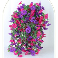 Guirlande de fleurs artificielles en soie pour extérieur, 45 têtes de glycines suspendues, pour décoration murale de jardin et de mariage