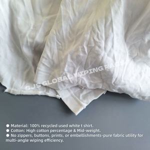 Chiffons en coton 100% pour usage industriel en atelier, chiffons blancs, chiffons recyclés blancs pour le nettoyage - Product Image 4