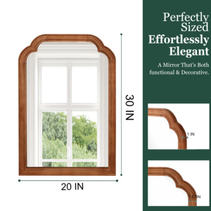 Solid Wood <b>Frame</b> Rounded Corner Decorative Mirror 20x30 Inches For Bedroom Bathroom Living Room Entryway - Product Image 4