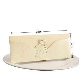 Invitaciones de boda de alta gama estilo europeo, invitaciones de boda modernas cortadas con láser, tarjetas de invitación con relieve. - Product Image 2