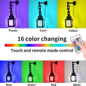 Pixelated Lantern Night Light <b>USB</b> Rechargeable LED Remote Control Multicolor Wall Mount <b>Lamp</b> Modern Design Plastic 3.5x3.5x7.3 - Product Image 2
