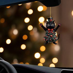 2025 Rose Flower Kitten Car Pendant for Rearview Mirror Cute Cartoon Cat Pendant Rose Flower Acrylic <b>Keychain</b> Valentine's Gift - Product Image 4