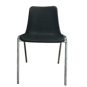 Sillón de alta calidad, moderno, apilable, sin brazos, Base de pata de Metal, negro, de plástico, silla de oficina