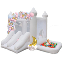 Meilleure vente adulte partie commerciale toboggan blanc gonflable avec piscine à balles océan château de mariage pour fête événement