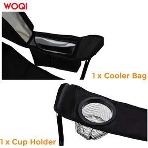 Chaise pliante Woqi pour extérieur, légère et portable, avec sac isotherme et porte-gobelet, en tissu Oxford noir, chaise de jardin - Product Image 1