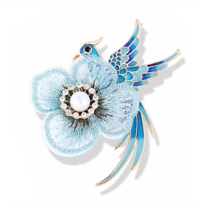 Broches de Flores y Aves Estilo Chino para Mujer, Broches de Perlas y Diamantes de Imitación, Accesorios de Tela para Ropa, Joyería Vintage - Product Image 1