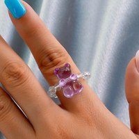 Bague en acrylique pour femmes, bijoux tendance, coloré, ours mignon de dessin animé, Offre Spéciale