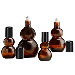 Botellas de Vidrio Ámbar Redondas de 30 ml y 50 ml con Forma de Calabaza para Perfume, con Bolas de Rodillo de Acero Inoxidable, 1 oz 50 ml - Product Image 5