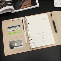 Classeur personnalisé en cuir PU à 6 anneaux, taille A5, organisateurs de journaux intimes à couverture rigide avec logo personnalisé, carnet plat à feuilles mobiles