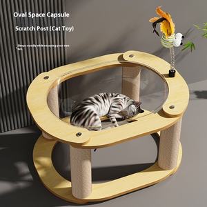 Hoogwaardig Modern Dubbellaags Kattenklimrek Springend Luxe Gigantische Dinosaurus Massief Hout Kattenboom Krabben - Product Image 3