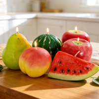 3D Fruchtform Handgemachte Kerze Pfirsich Apfel Birne Zitrone Orange Wiederverwendbar für Kerzenherstellung Harz-Seifen-Gießen Feiertags-Diwali-Riegel