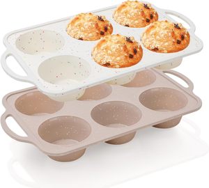 Yongli <span class=keywords><strong>Jumbo</strong></span> Silicona Muffin Pan con marco de metal antiadherente, sin BPA, horno apto para lavavajillas para cupcakes y más - Product Image 1