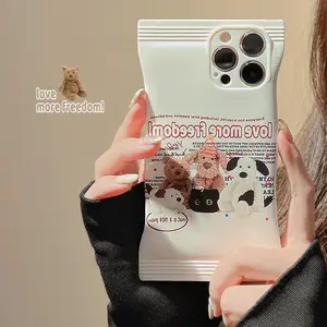 High Quality The Pure White Fluffy Toys Snack Packages Style Wholesale Phone Case For iPhone X XS Max 11 12 13 14 Pro Max