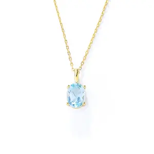 Hot sale high quality best selling silver Topaz blue crystal heal stone Oval Cut Pendant Necklaces