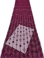 Tissu de dentelle perlée en polyester extensible de luxe, 100 % polyester, avec sequins brodés, style uni, tissu de mariée pour accessoires