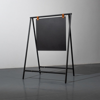 Présentoir pliable noir avec logo personnalisé, enseigne de café, enseigne de sol en métal, rangement facile
