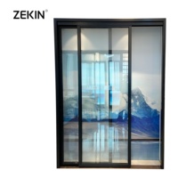 Porte coulissante en aluminium personnalisée ZEKIN, à double vitrage trempé, écoénergétique, certifiée AS2047 NFRC, en vente